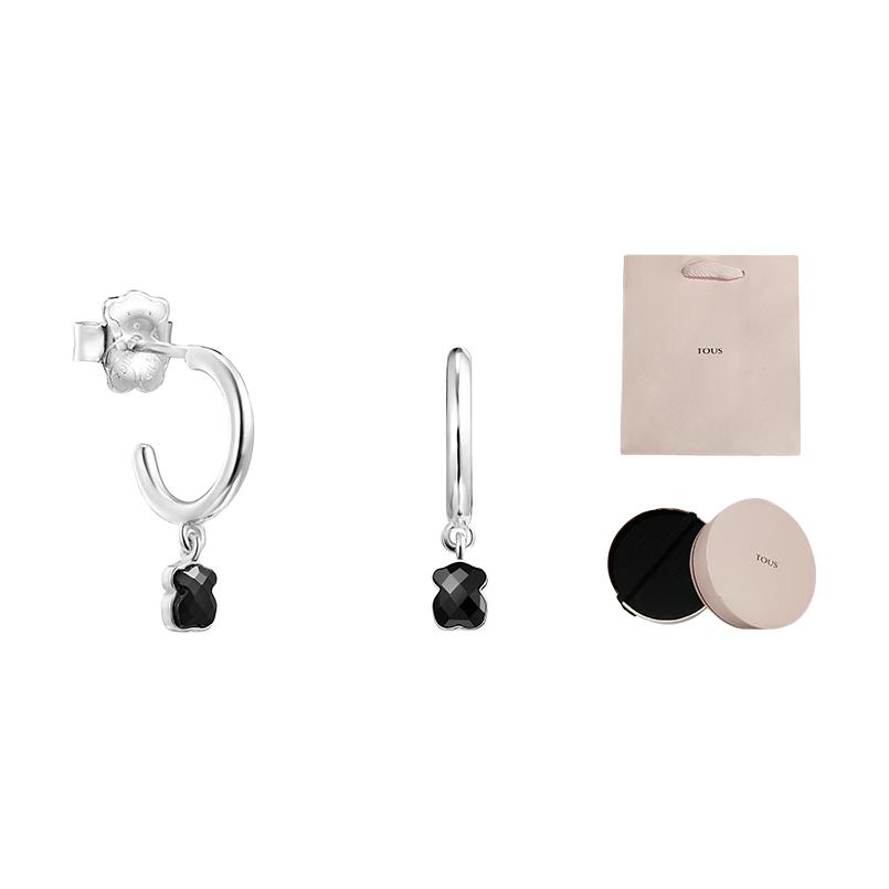 Taosi Bear MINI COLOR AG TOUS/Taosi Bear MINI COLOR AG 925 silver black onyx classic bear earrings 925 silver earrings same style for men and women for couples