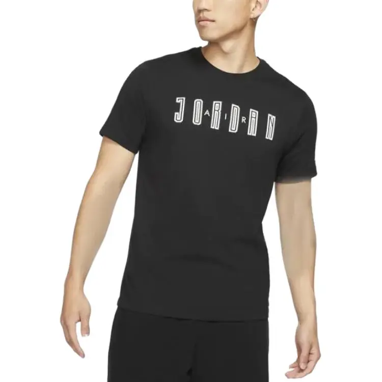 Jordan T-Shirts Men's Black Crew Neck Moderate Straight Fit