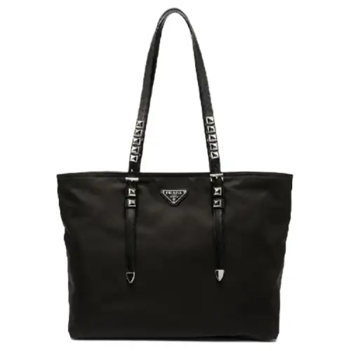 PRADA Nylon Fabric Shopping Bag Handbag Unisex Black