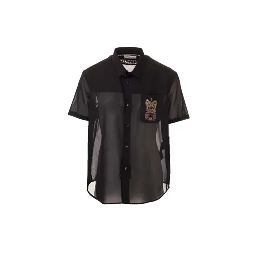 SAINT LAURENT Shirts Men's Black Pointed Collar Moderate Shirt