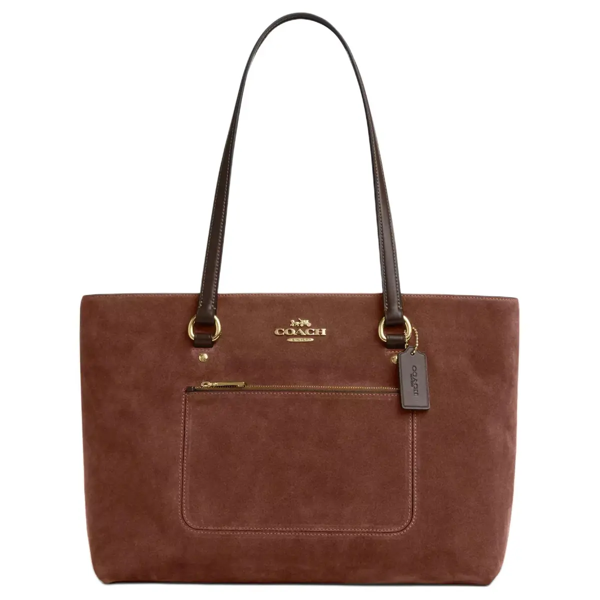 COACH Station Suede With Suede And Smooth Leather Tote Bag, Shopping Bag, Handbag, Shoulder Bag Large Women's