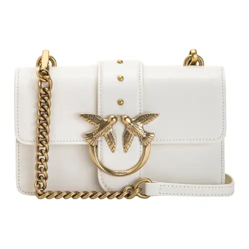 PINKO SIMPLY Cow Leather Crossbody Bag Women's White