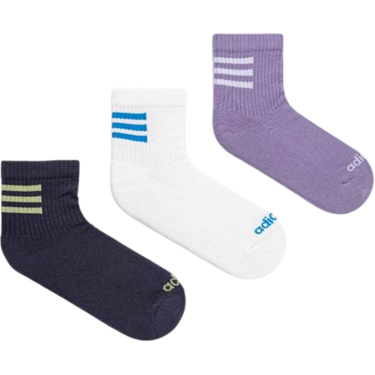 Adidas Neo Crew Socks Unisex 1 Set 3 Pack Dark Gray Navy Blue/Purple/White