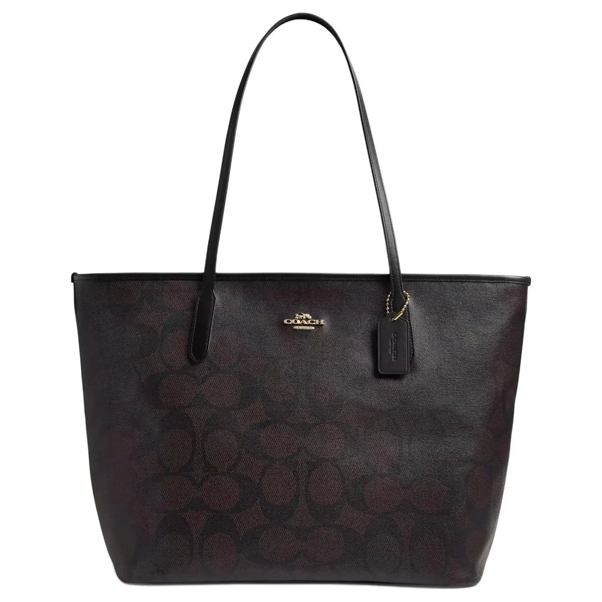 COACH City Coated Canvas Tote Bag, Shopping Bag, Handbag, Shoulder Bag Large Women's Walnut