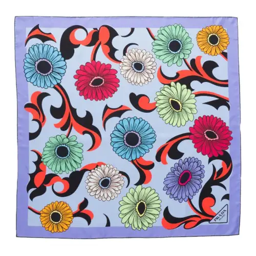 PRADA Pop retro Floral printed Silk Scarf