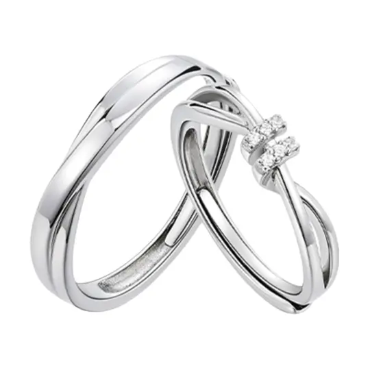 KADER 925 Sterling Silver Synthetic Cubic Zirconia Rings Unisex Silver white Gift Box