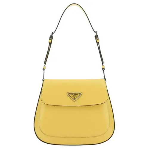 PRADA Leather Shoulder Bag Women's Yellow
