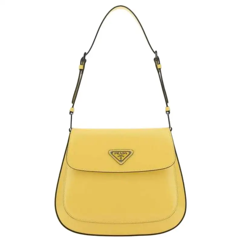 PRADA Leather Shoulder Bag Women's Yellow