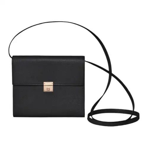 HERMES Clic Mysore Goat Skin Handheld Shoulder Bag, Crossbody Bag Women's 89 Noir Black