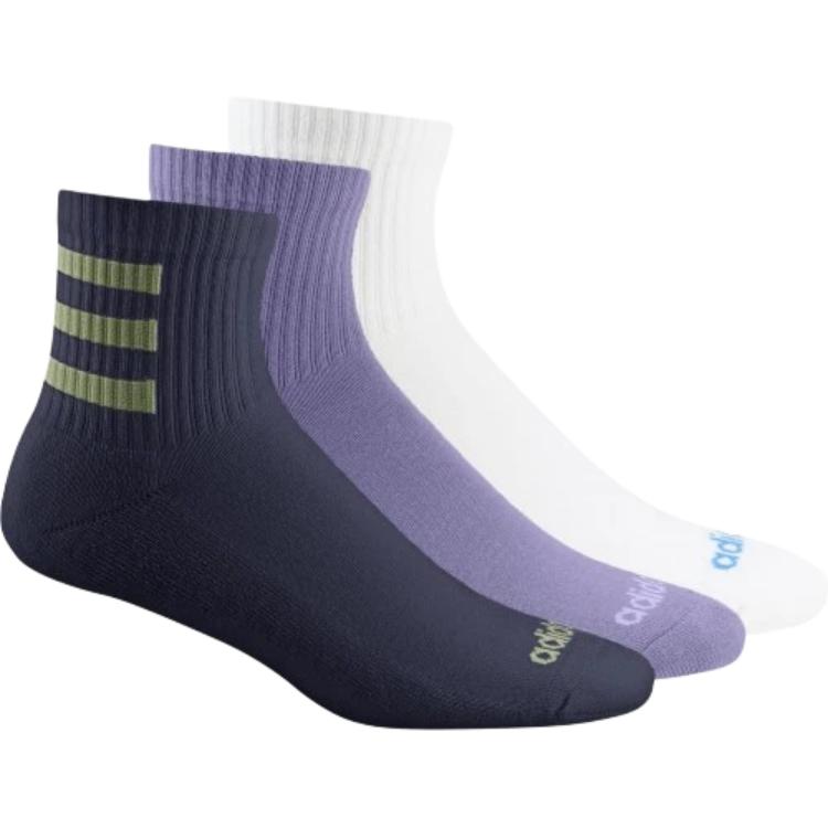 Adidas Neo Crew Socks Unisex 1 Set 3 Pack Dark Gray Navy Blue/Purple/White