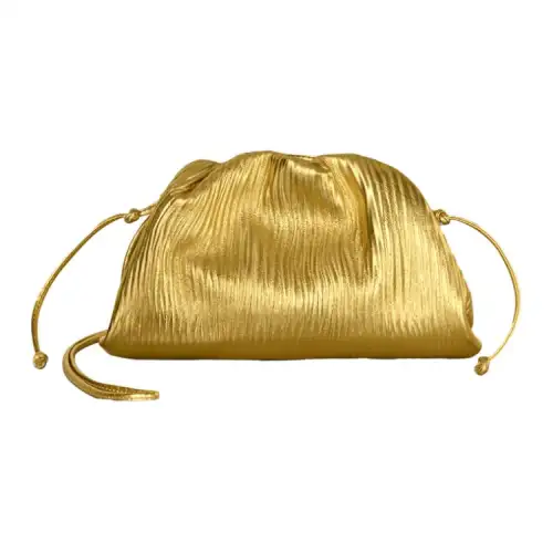 Bottega Veneta Calfskin Clutch Mini Women's Used Gold