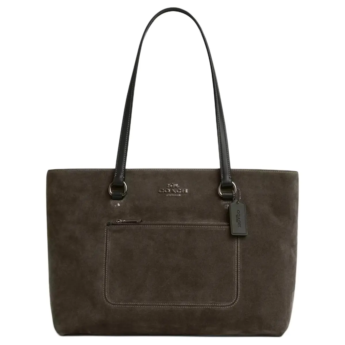 COACH Station Suede With Smooth Leather Tote Bag, Shopping Bag, Handbag, Shoulder Bag Large Women's Army Green