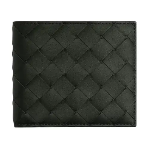 Bottega Veneta Intrecciato Cow Leather Wallet Men's Dark Green & Mermaid Green
