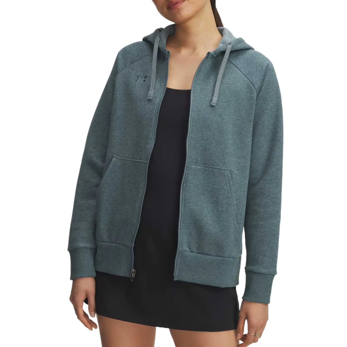 Under Armour Rival Fleece Solid Color Hooded Thermal Zippers Fleece Lined Sweatshirt Women's