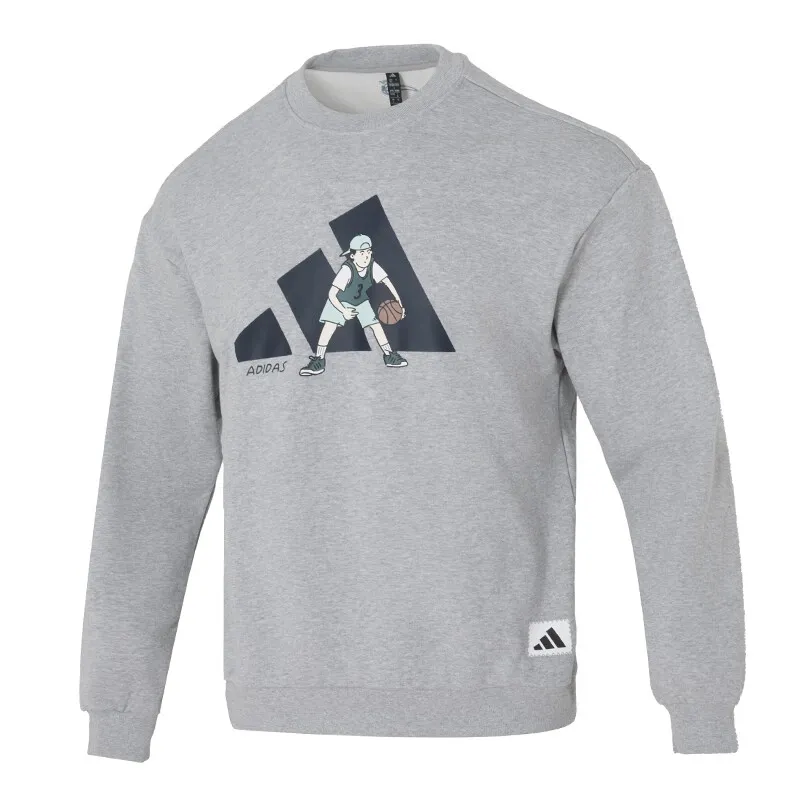 Adidas Sweatshirts Men's Gray Crew Neck Moderate