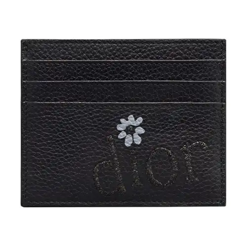 DIOR Grain Cow Leather Card Holder Men's Black