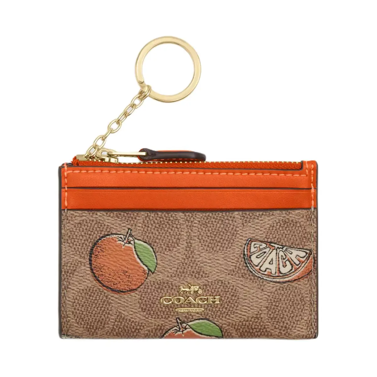 COACH Leather Card Holder Regular Women's Orange