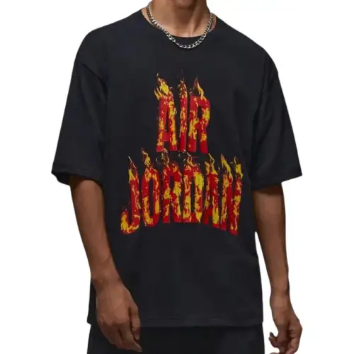 Jordan Air T Shirts Unisex Black Crew Neck Moderate