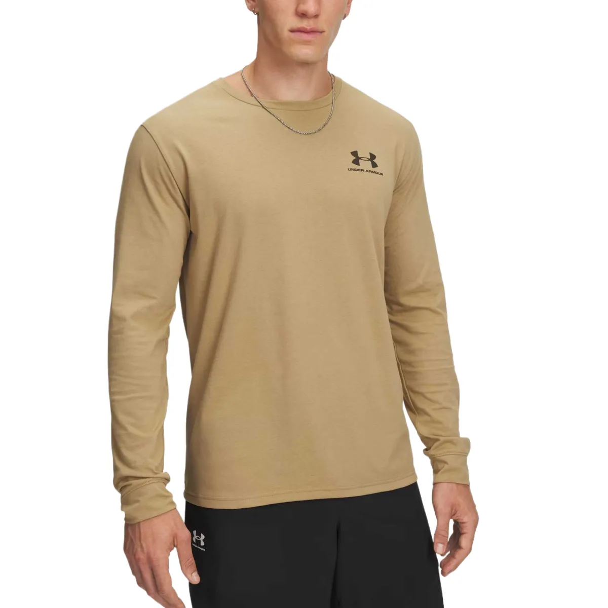 Under Armour Sweatshirts Men's Khaki Crew Neck Moderate Regular