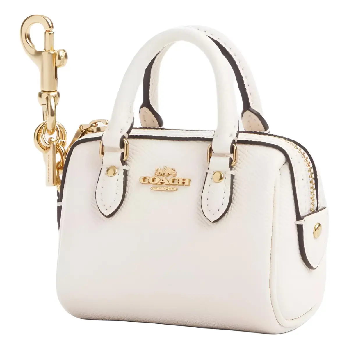 COACH Leather Bag Accessory Mini Women's Gold & Chalk White