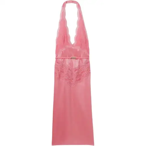 Gucci lace-panel satin halterneck dress