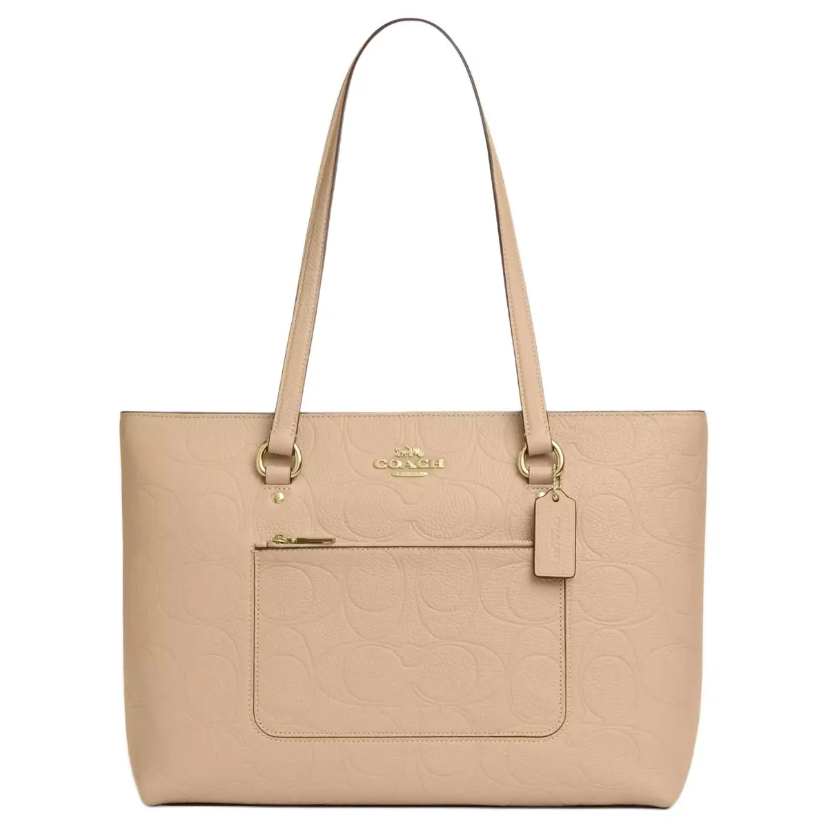 COACH Station Pebbled Leather Tote Bag, Shoulder Bag Large Women's Oat