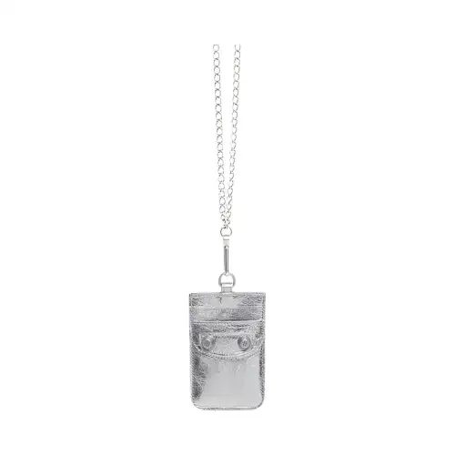 Balenciaga Le Cagole Sheepskin Card Holder Women's Silver