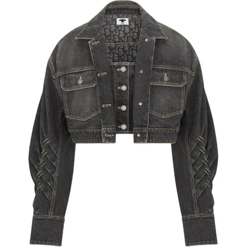 DIOR Denim Jackets Men's Black Lapel Moderate Other