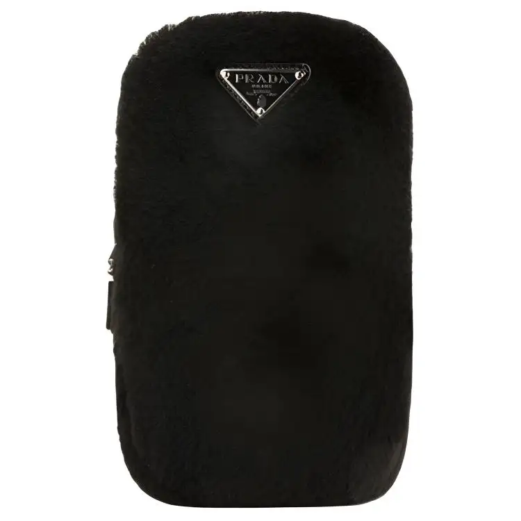 PRADA Shearling Material Crossbody Bags Women's Black