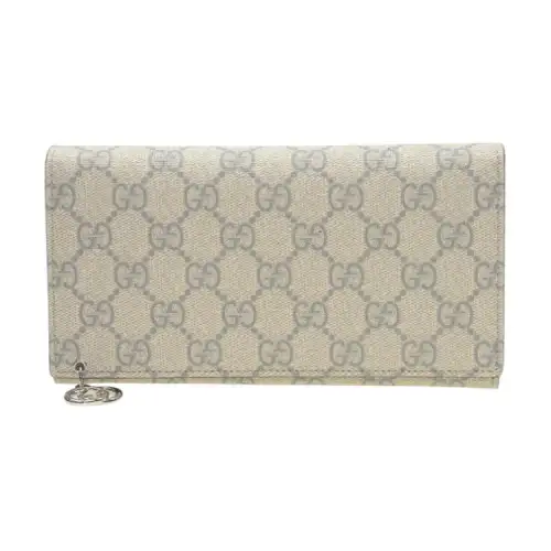 GUCCI PVC Polyvinyl Chloride Wallet Large Women's Gray & Ecru