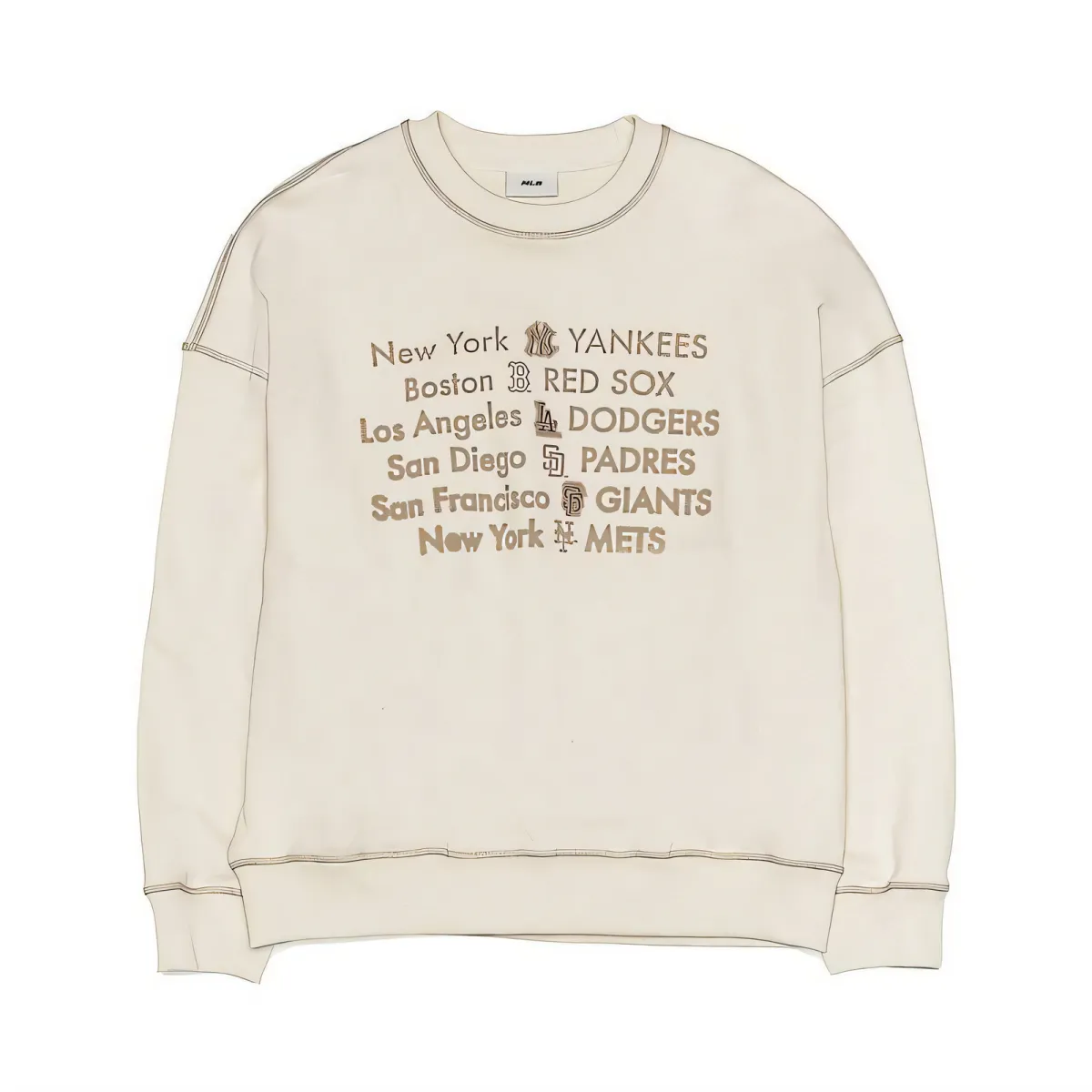 MLB Sweatshirts Unisex Cream Crew Neck Moderate