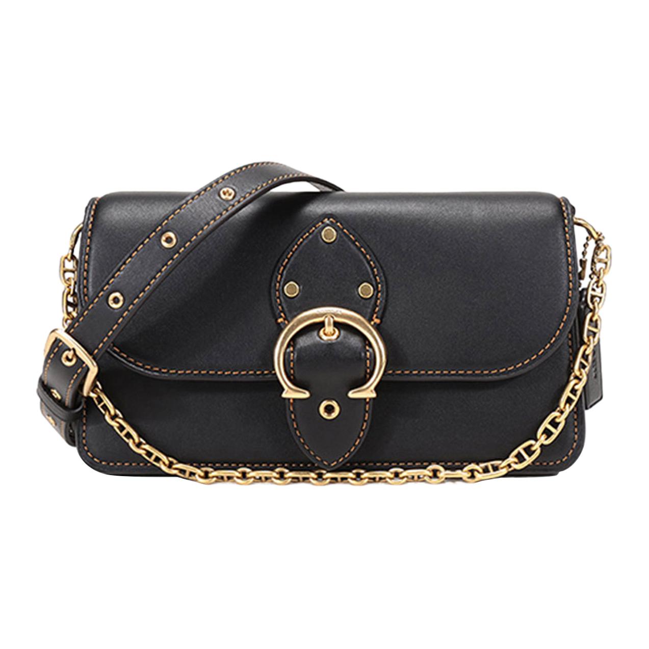 COACH Beat Leather Chain Bag, Crossbody Bag, Shoulder Bag Women's Black