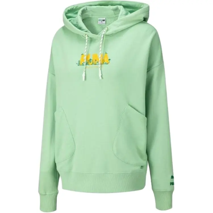 PUMA Sweatshirts Women's Mint Green Hooded Moderate Regular