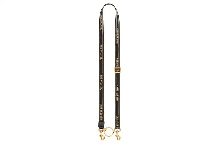 DIOR Embroidery With Calfskin Bag Straps Women's Black