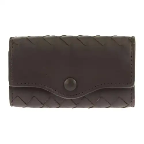 Bottega Veneta Leather Coin Purse Key Pouch Women's Brown