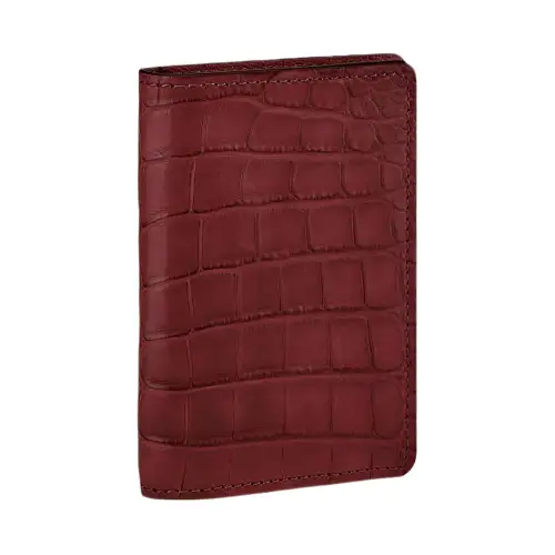 LOUIS VUITTON Short Snouted Crocodile Leather Wallet Women's Red