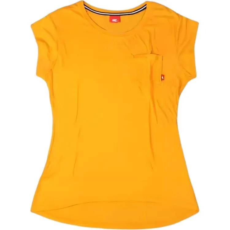 Nike T-Shirts Women's Orange Crew Neck Thin Straight Fit