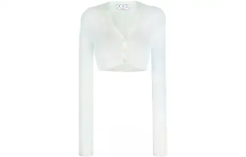 OFF-WHITE cropped embroidered-logo cardigan