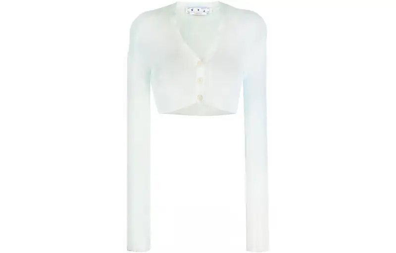 OFF-WHITE cropped embroidered-logo cardigan