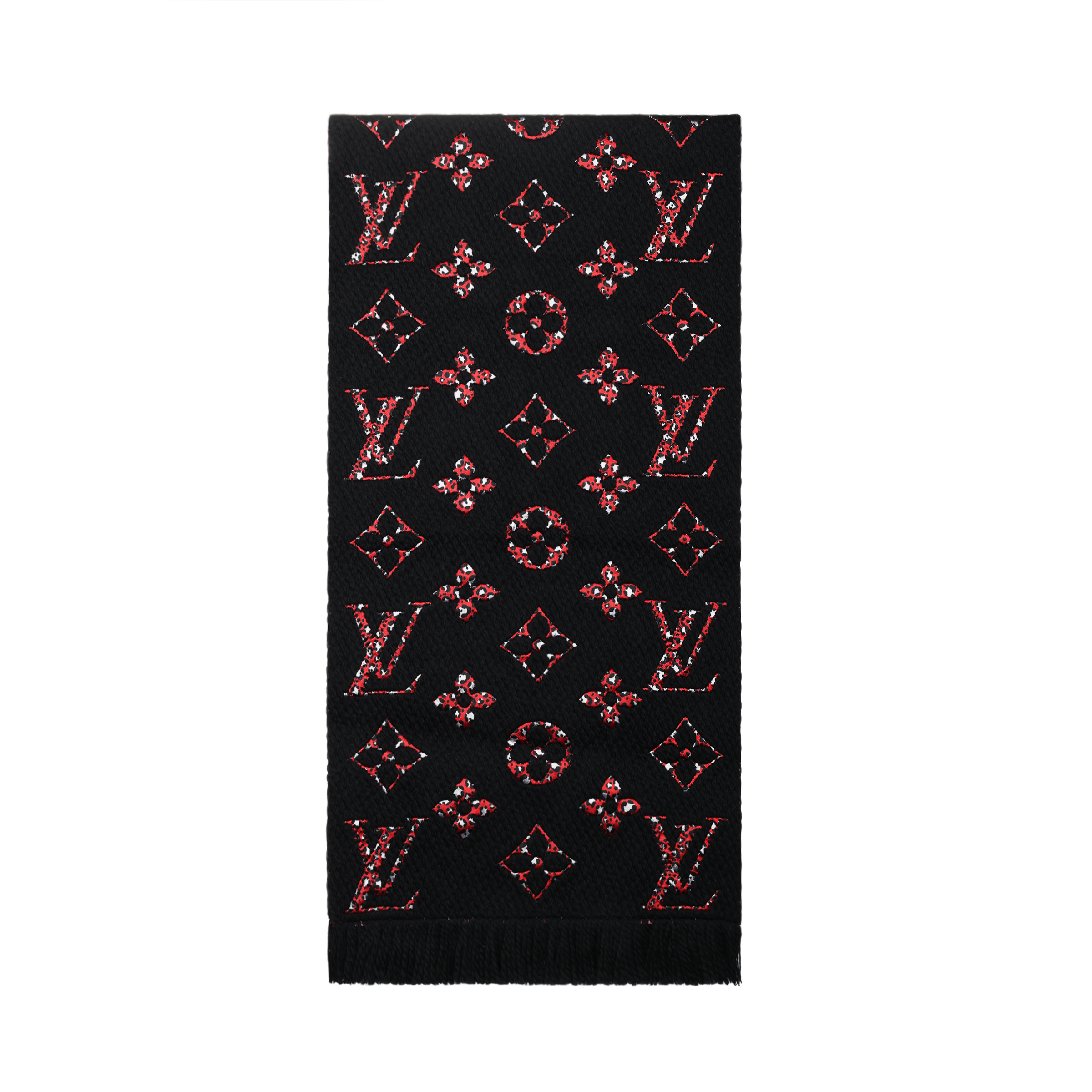 Шарф Louis Vuitton Giant Logo Mania Jungle (черно-красный)