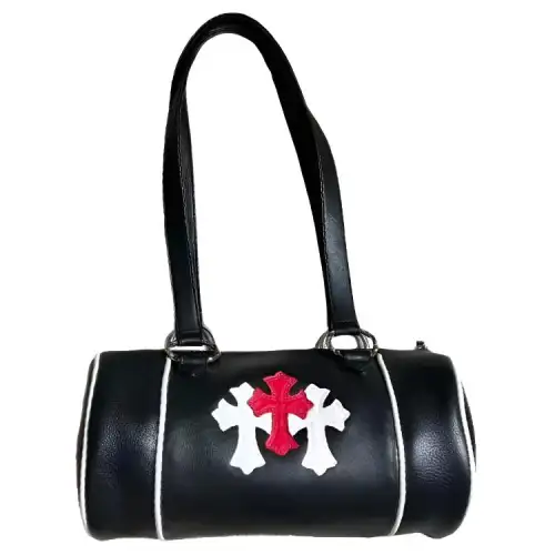 Chrome Hearts Leather Cylinder Bag, Shoulder Bag, Handbag Women's Black