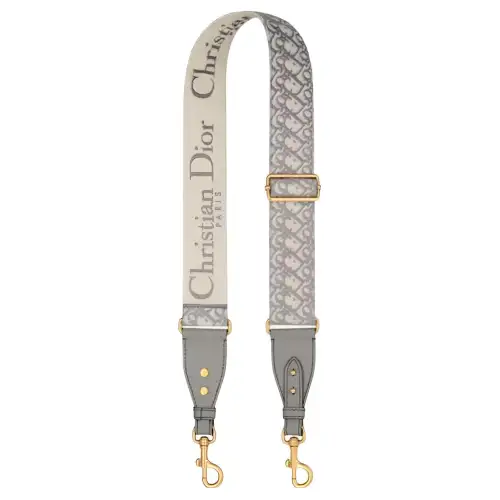 DIOR Calfskin With Embroidery Bag Strap Women's Multicolor & Gray