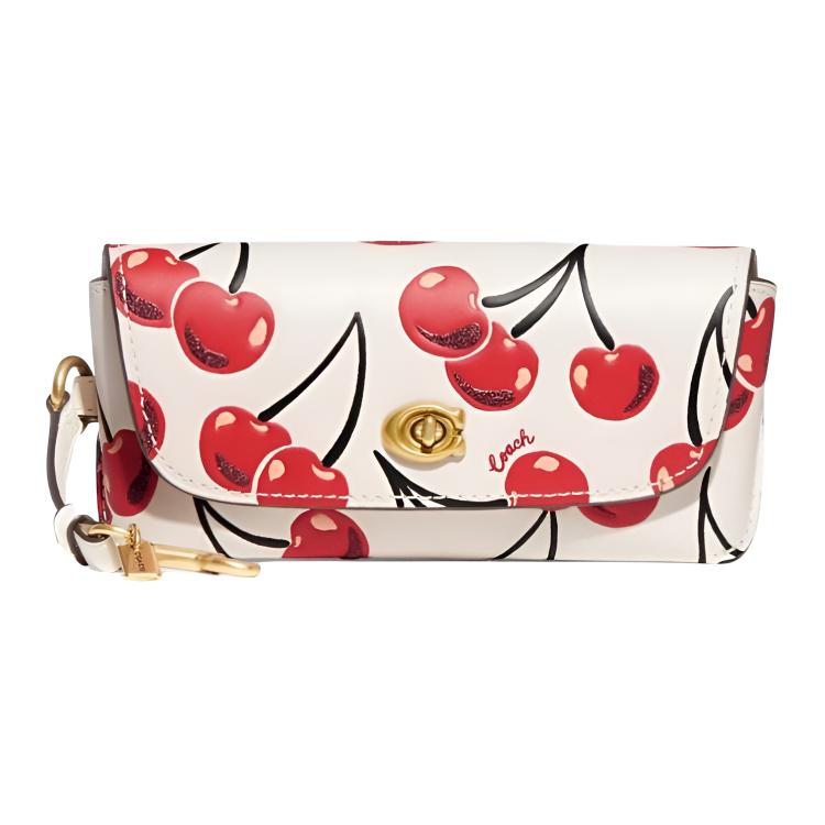 COACH Sunglass Case Leather Sunglass Case Eyeglass Pouch Women's White