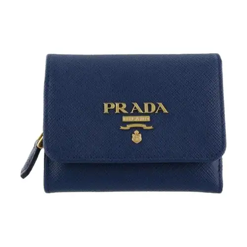 PRADA Leather Wallet Women's Blue