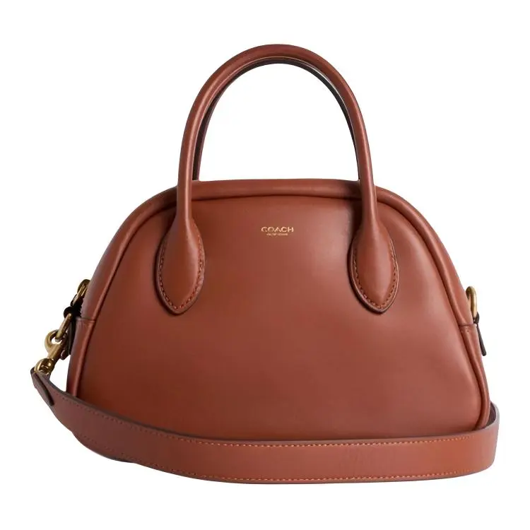 COACH Borough Cow Leather Bowling Bag, Handbag Medium Women's Brown