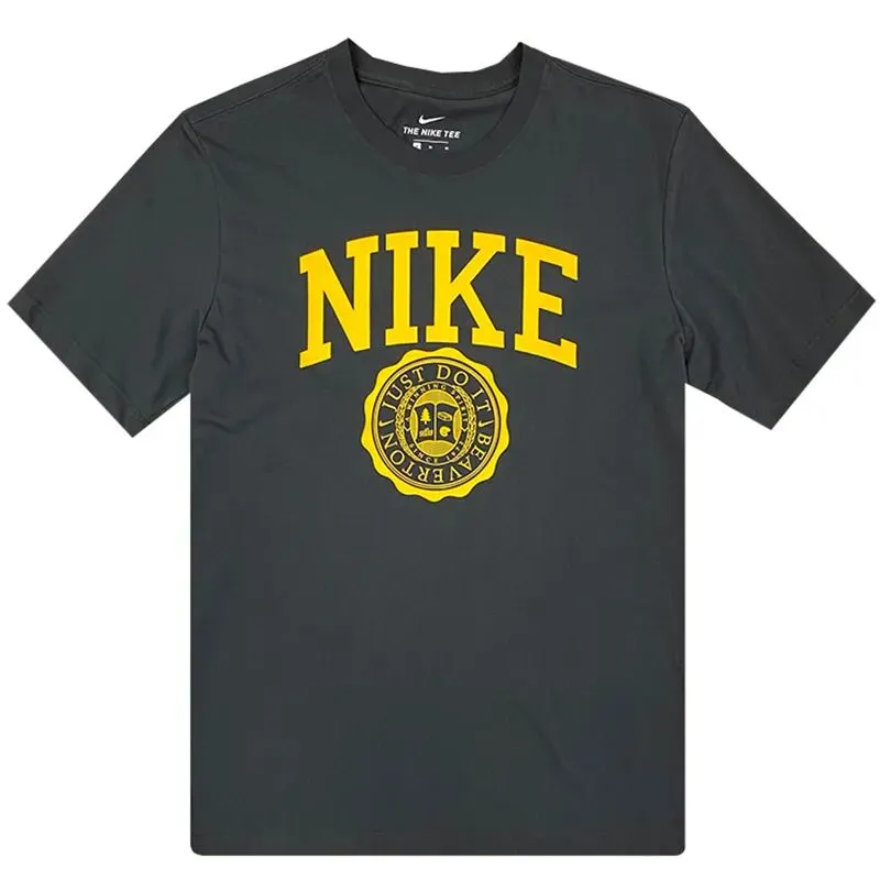 Nike T-Shirts Men's Black Gray Color Crew Neck Moderate