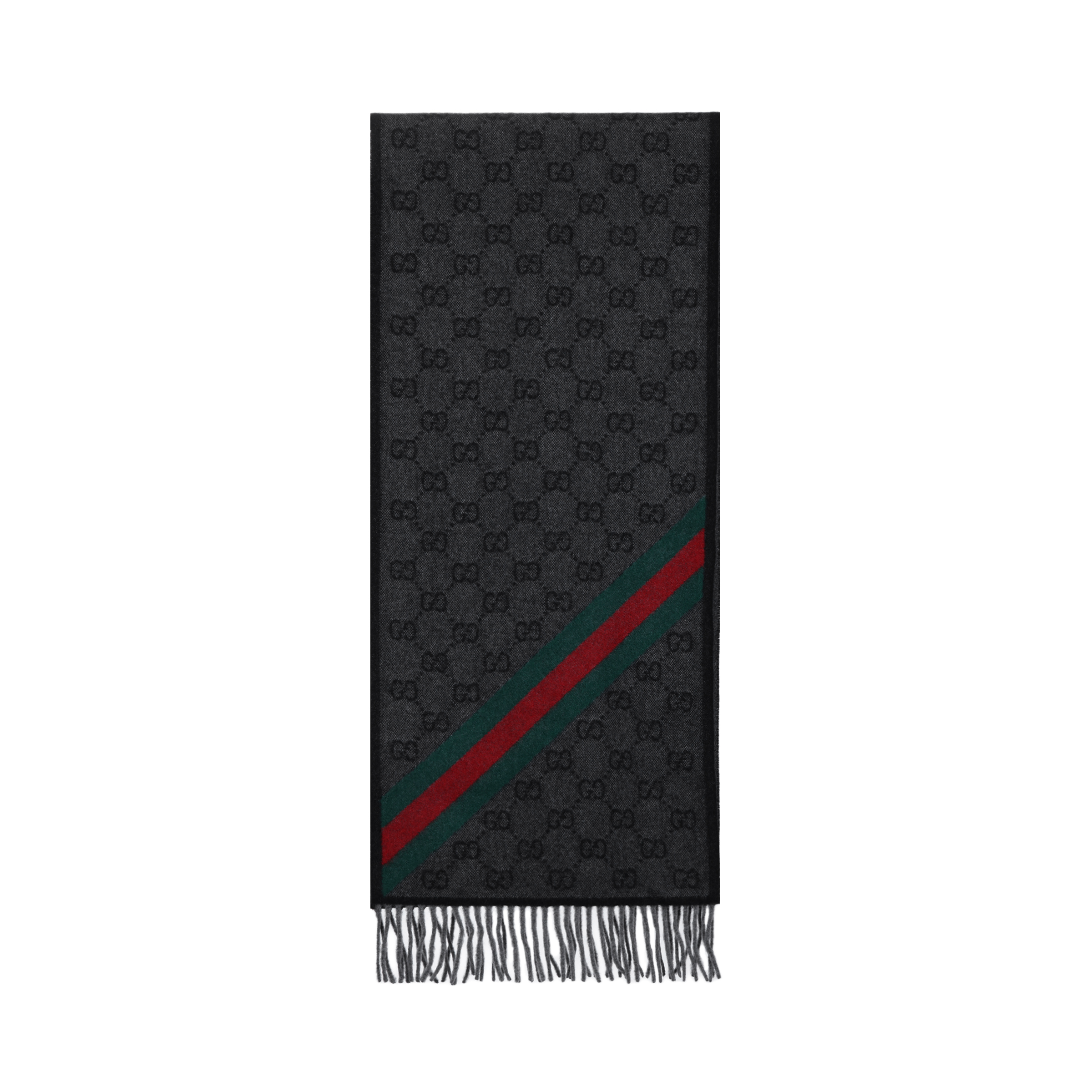 Шарф Gucci с бахромой (черно-серый)