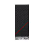GUCCI Wool Knit Scarves Unisex Black Gray