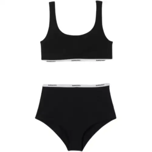 Burberry Women's Logo Tape Bio-Based Stretch Nylon Bikini Black