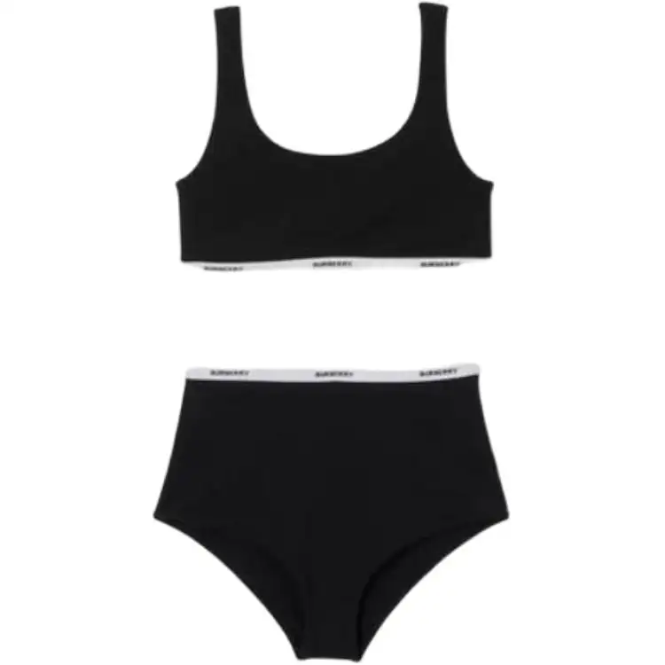 Burberry Women's Logo Tape Bio-Based Stretch Nylon Bikini Black